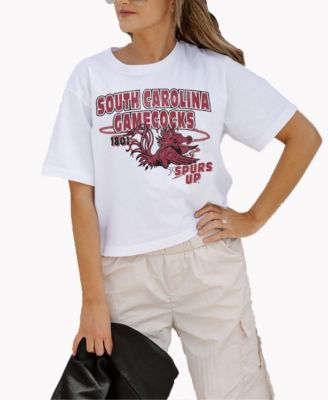 Women's White South Carolina Gamecocks Logo Boxy Fit Cropped T-Shirt