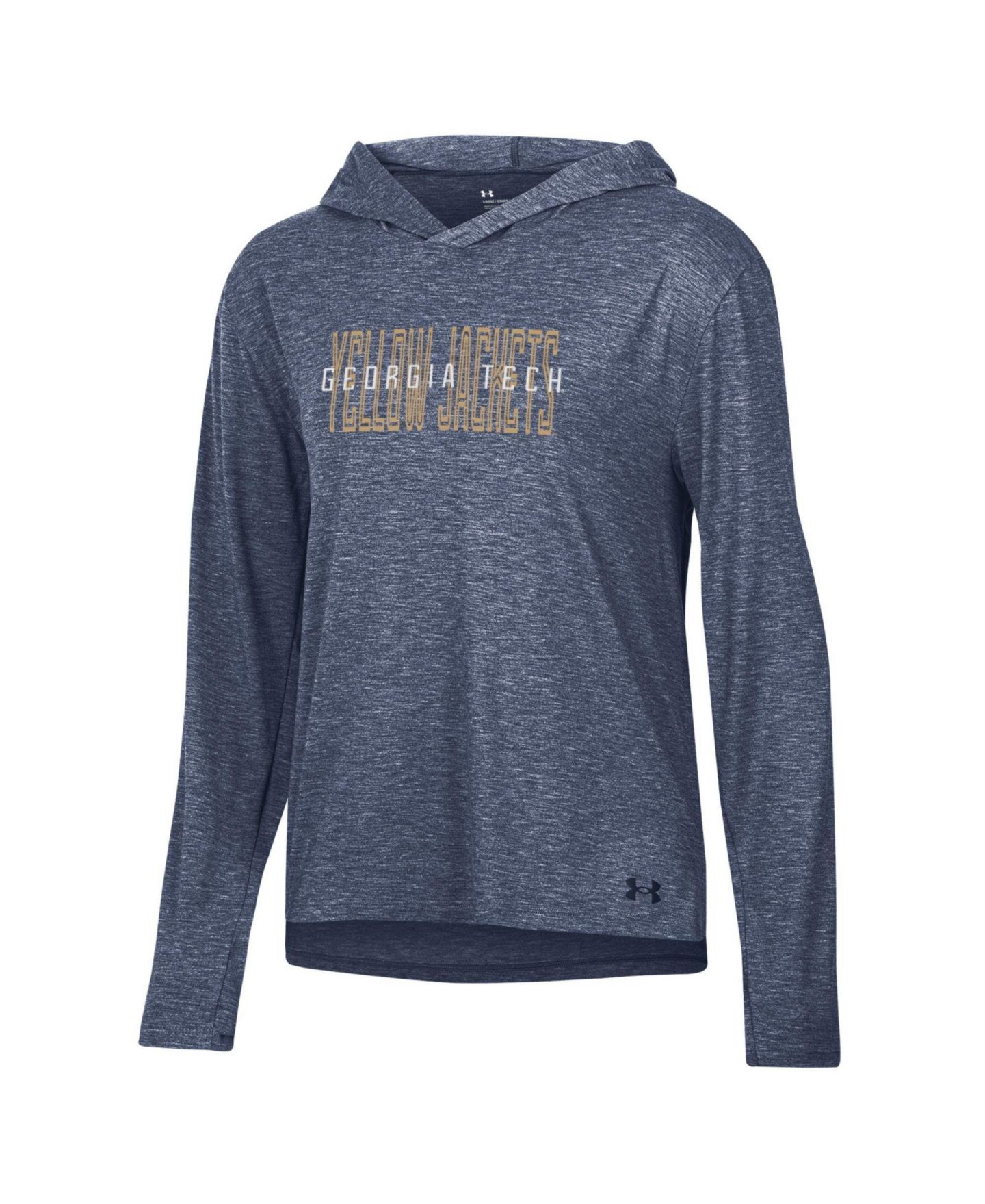 Женские футболки Under Armour Navy Georgia Tech Yellow Jackets Breezy Long Sleeve Hooded Tri-Blend — фото 3