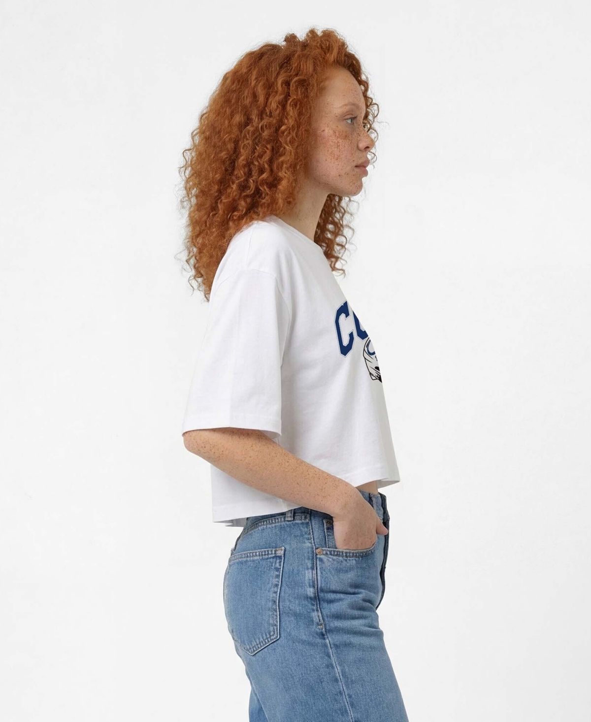 Champion Women's Indianapolis Colts Boyfriend Cropped Oversized T-Shirt