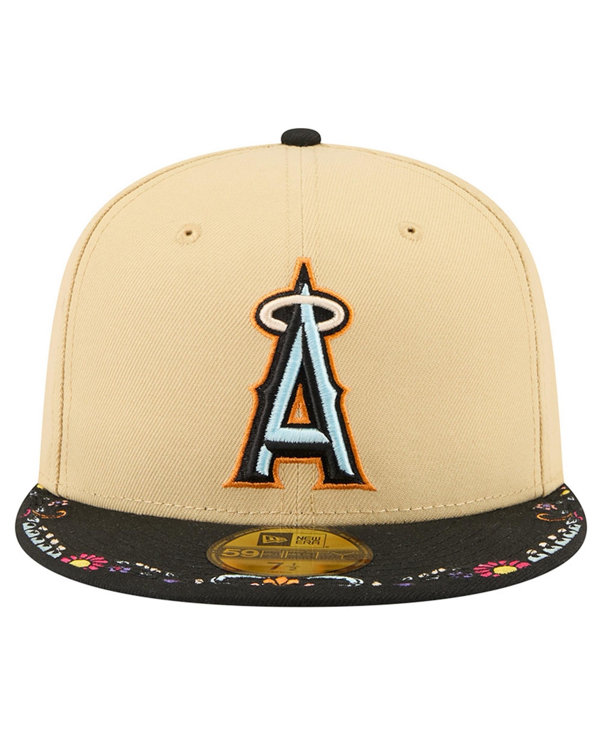 New Era Men's Light Beige Los Angeles Angels Two-Tone Embroidered Visor 59FIFTY Fitted Hat