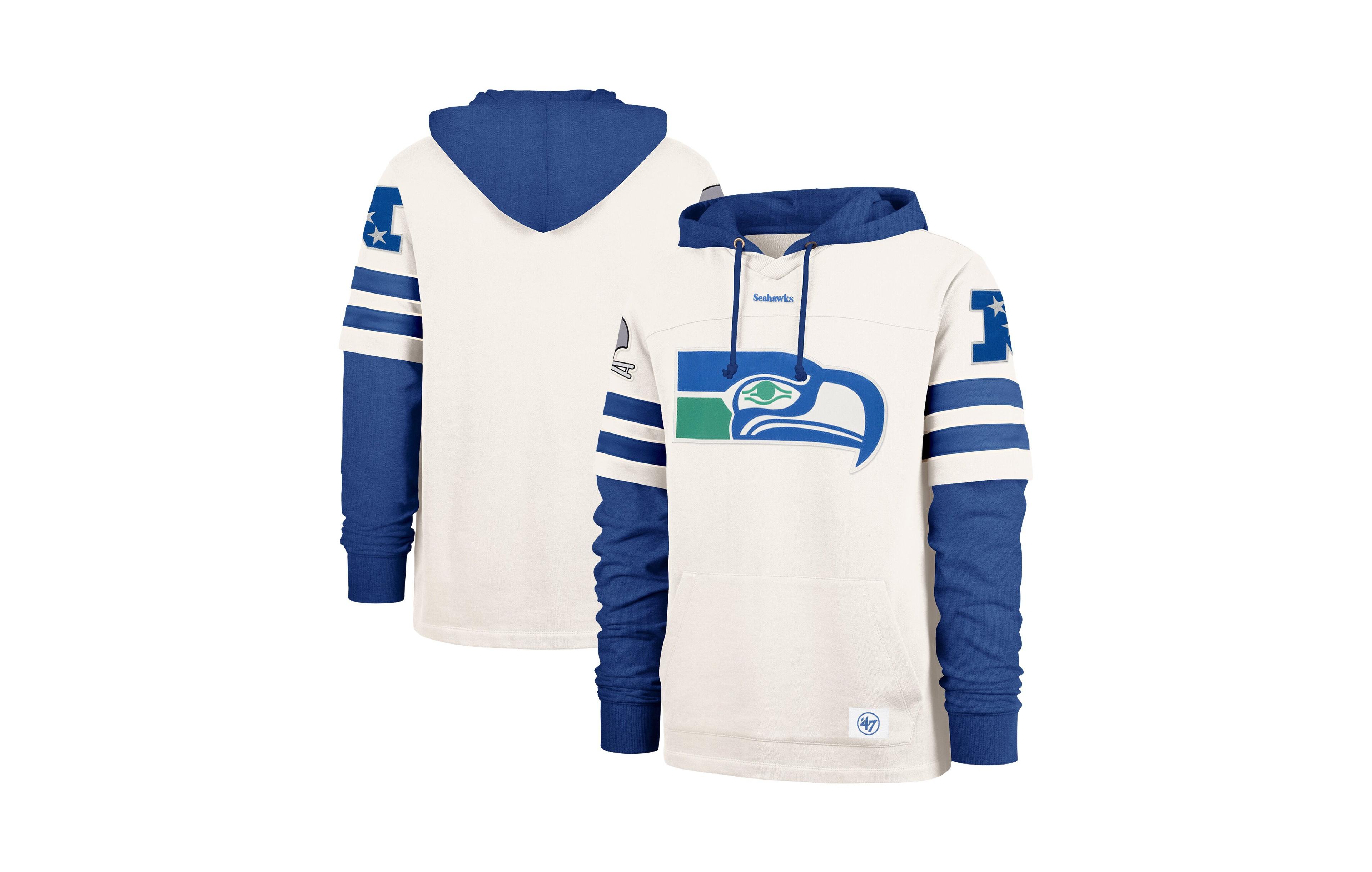 '47 Brand Men's Cream Seattle Seahawks Split Zone Cornerback Duo Lacer Hoodie