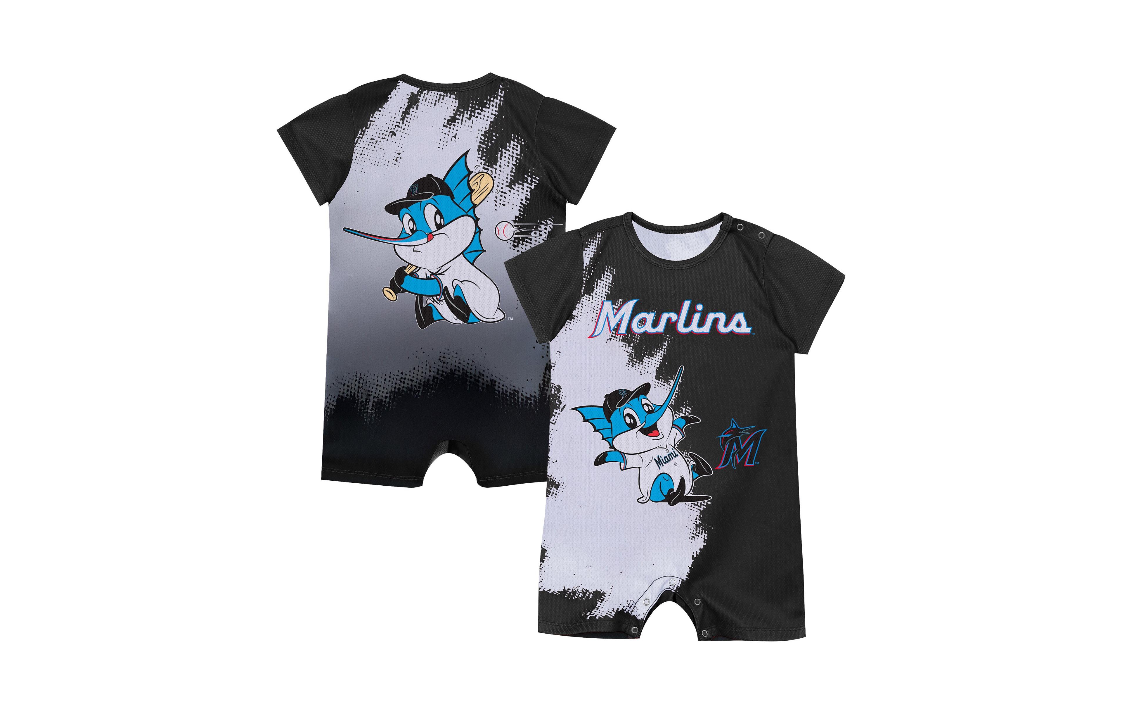 Outerstuff Baby Boys and Girls Black Miami Marlins Mascot Bodysuit