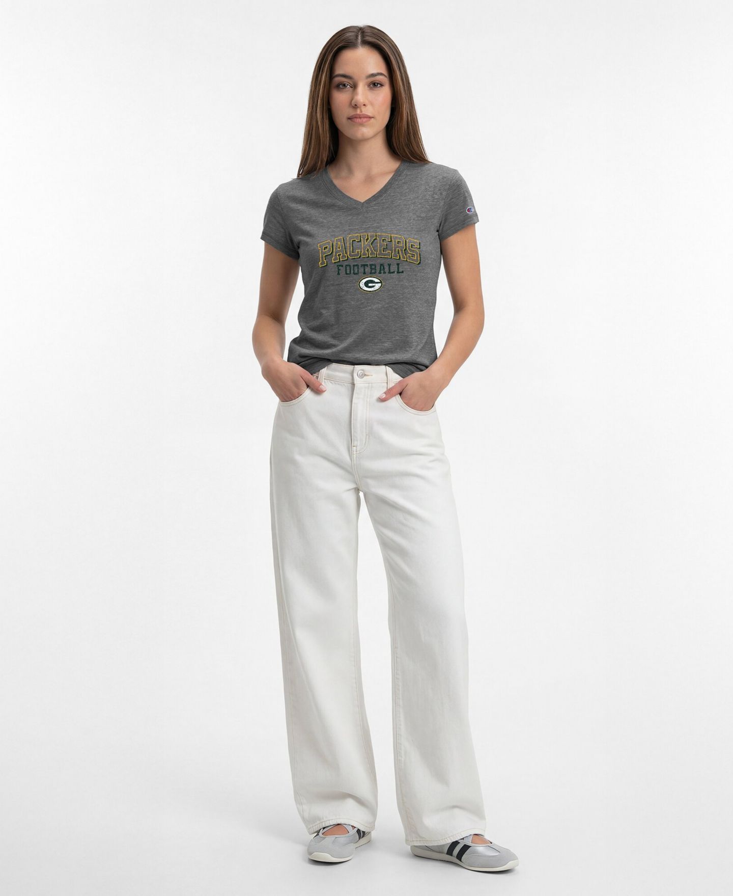 Женская футболка Champion Green Bay Packers Triumph Tri-Blend Distressed V-Neck — фото 5