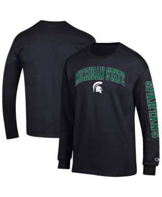 Men's Michigan State Spartans Arch Over Logo 2-Hit Screen print Long Sleeve T-Shirt