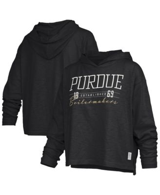 Women's Purdue Boilermakers Castillo Slub Oversized Long-Sleeve Hooded T-Shirt