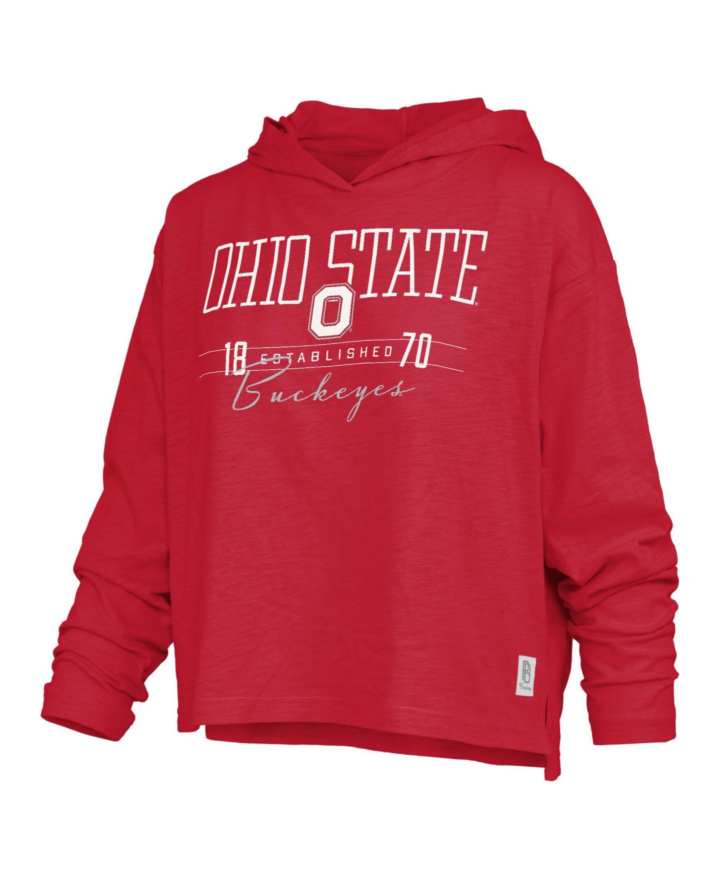 Женская футболка Pressbox Ohio State Buckeyes Castillo Slub Hooded Long-Sleeve — фото 3