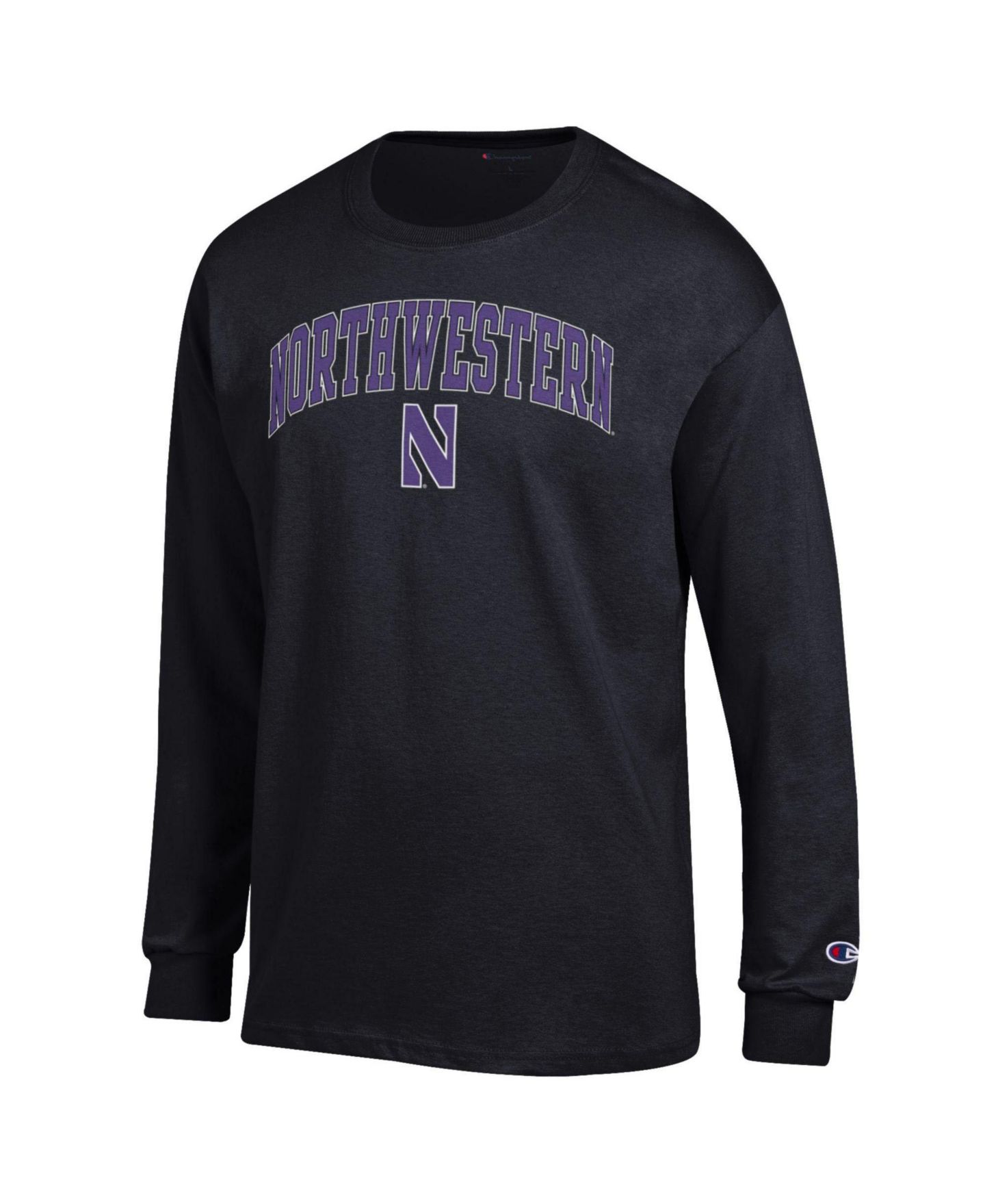 Мужская футболка Champion Black Northwestern Wildcats Arch Over Logo Long Sleeve — фото 3