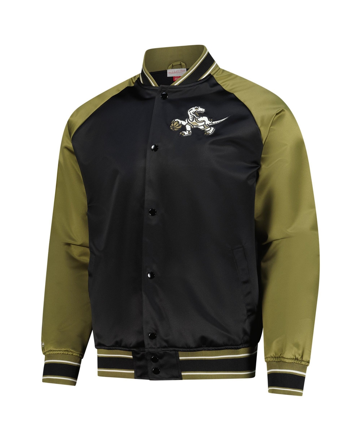 Mitchell & Ness Men's Olive/Black Toronto Raptors Clutch Satin Raglan Full-Snap Jacket
