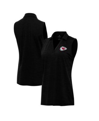 Women's Heather Black Kansas City Chiefs Layout Sleeveless V-Neck Polo Shirt