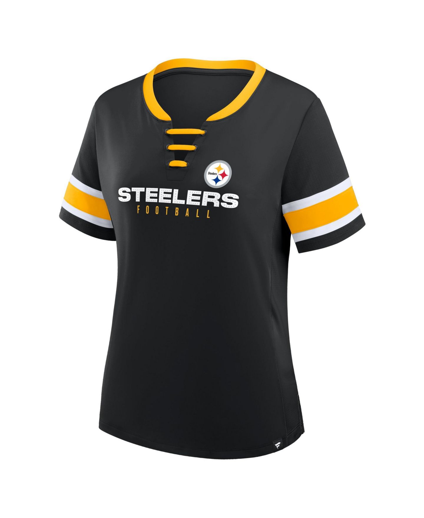 Женская футболка Fanatics Plus Size Pittsburgh Steelers Red Zone Athena Lace-Up V-Notch Neck — фото 3
