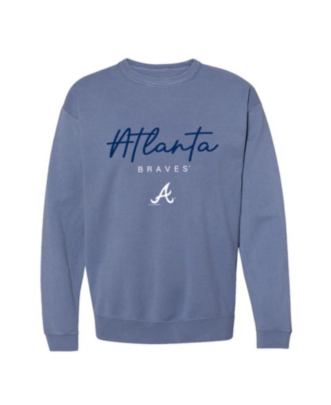 Женская толстовка Soft As A Grape Atlanta Braves Pigment-Dye Fleece-Lined Crewneck