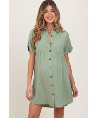 Women's Sage Dolman Sleeve Linen Shirt Dress