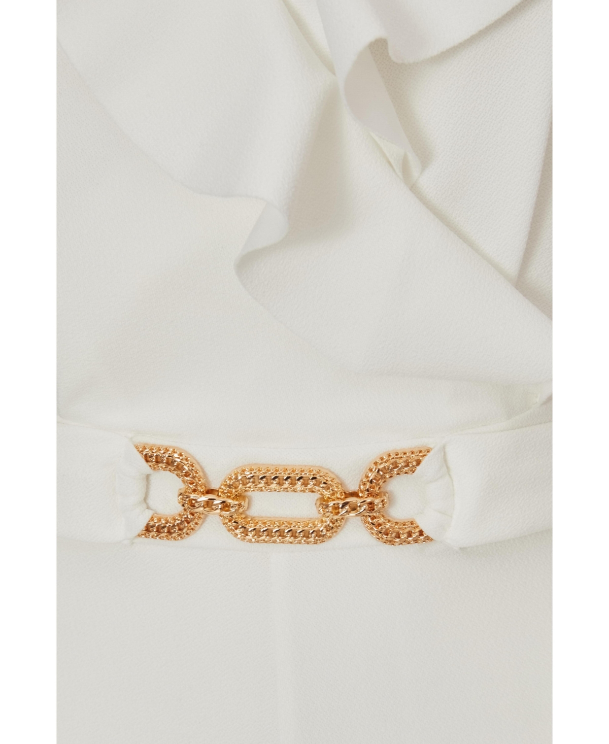 Quiz Women's Scuba Crepe Frill Buckle Dress - White