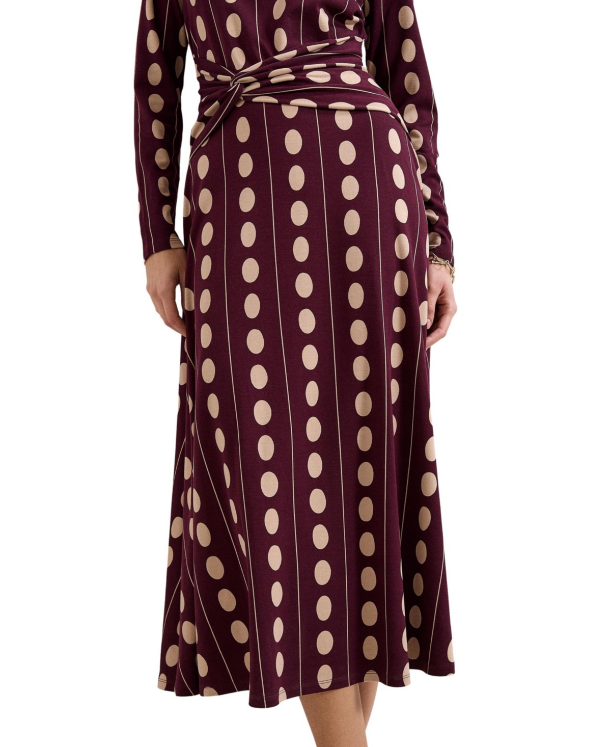 Phase Eight Women's Eugenie Spot Knot-Waist Midi Dress