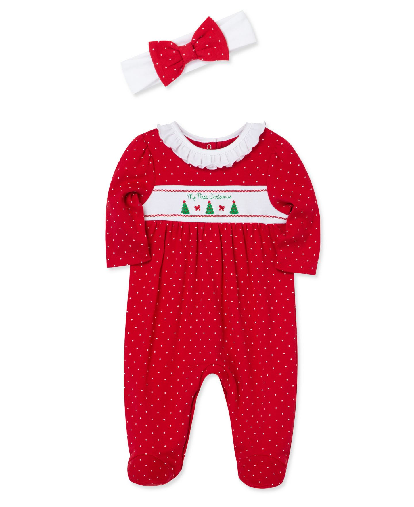 Аксессуары для волос Little Me Dainty Trees Printed Footed Coverallsand Headband, 2-Piece Set для девочек-малышей, цвет: Красный — фото 3