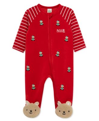 Baby Boys' Santa Bear My First Christmas Footed Coveralls