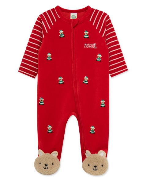 Комбинезон Little Me Santa Bear My First Christmas Footed Coveralls для мальчиков-малышей, цвет: Красный