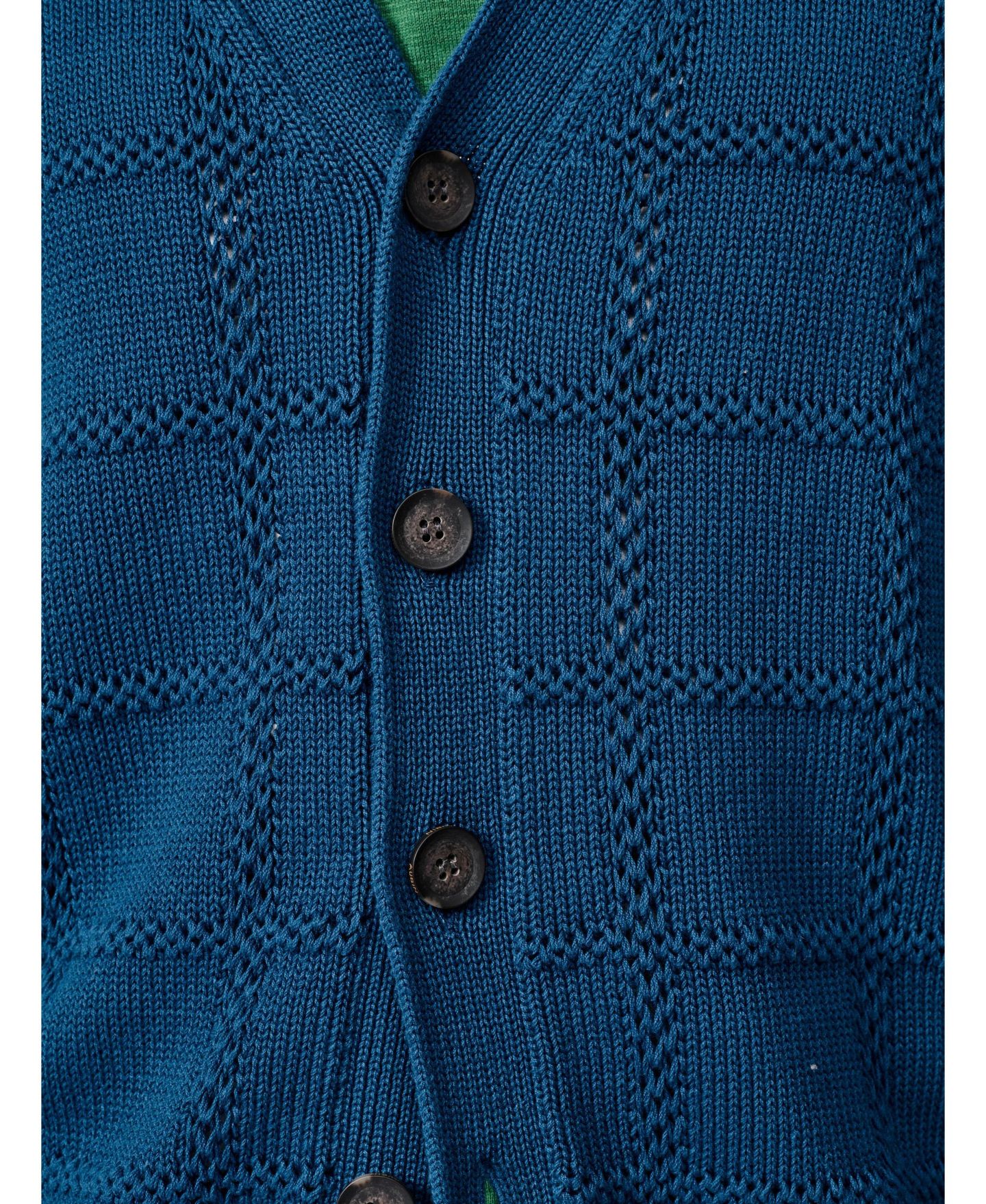 Мужской кардиган Aubin Rainham Checked V-Neck Regular-Fit, цвет: Потёртый индиго — фото 4