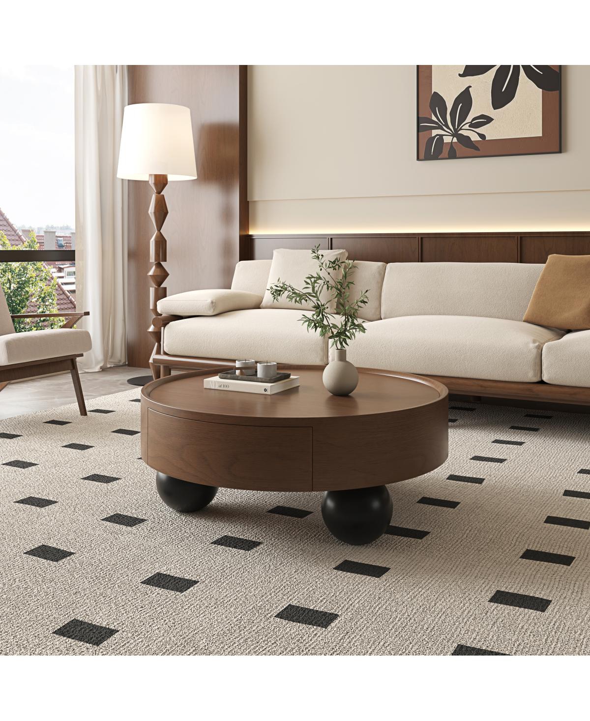 Streamdale Furniture Round Coffee Table with Storage and Feet