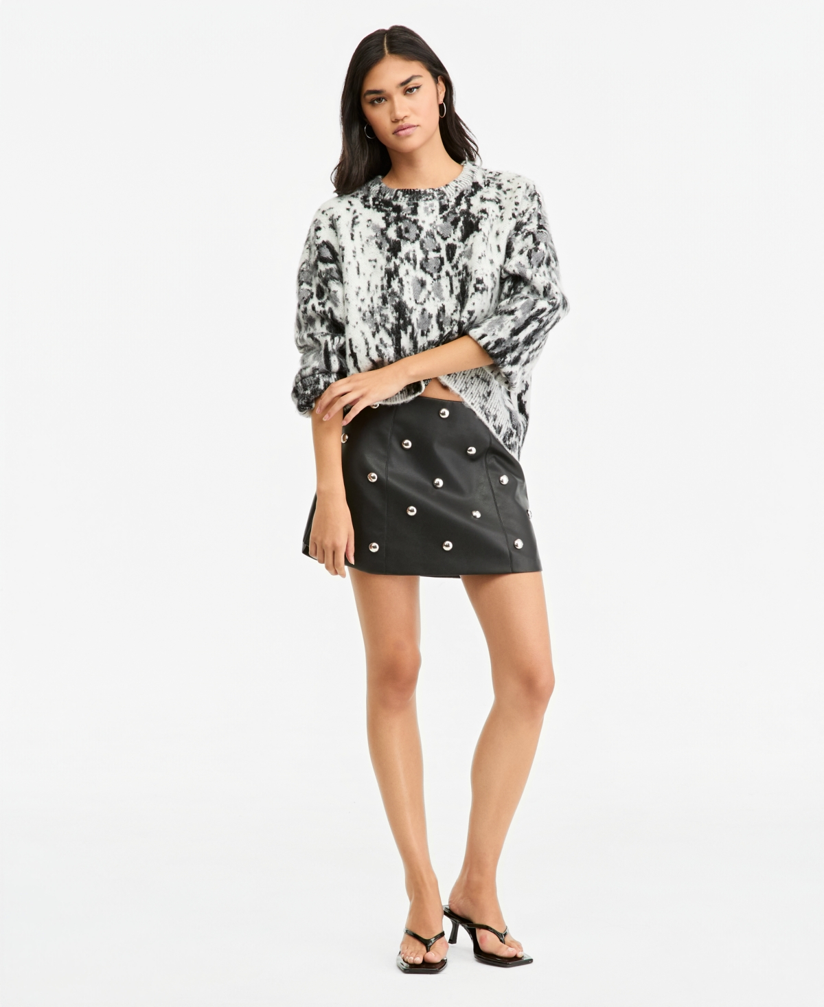Bar Iii Women's Studded Faux Leather Mini Skirt, Macy's Exclusive