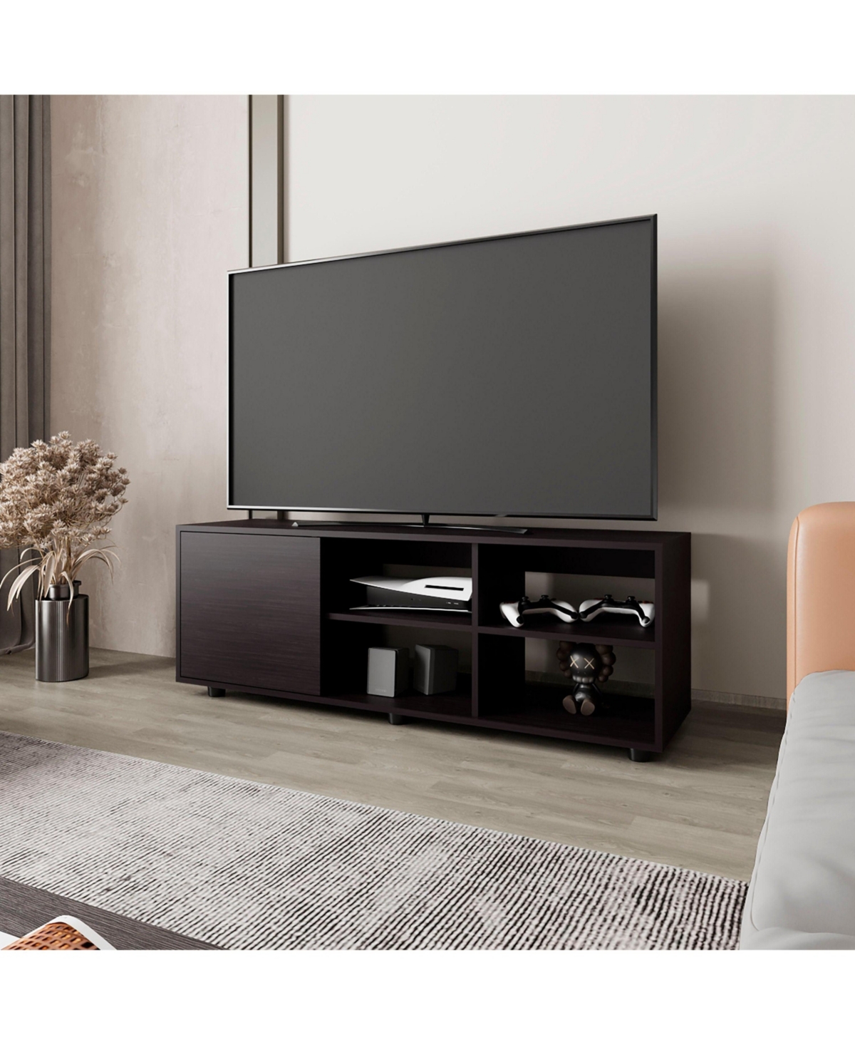 Fm Furniture Parker Tv Stand with a Door and Open Storage