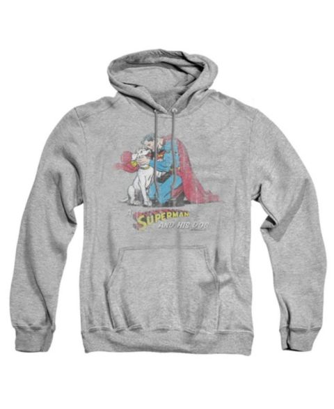Мужское худи Superman His Dog Graphic Kangaroo-Pocket, цвет: Меланжевый