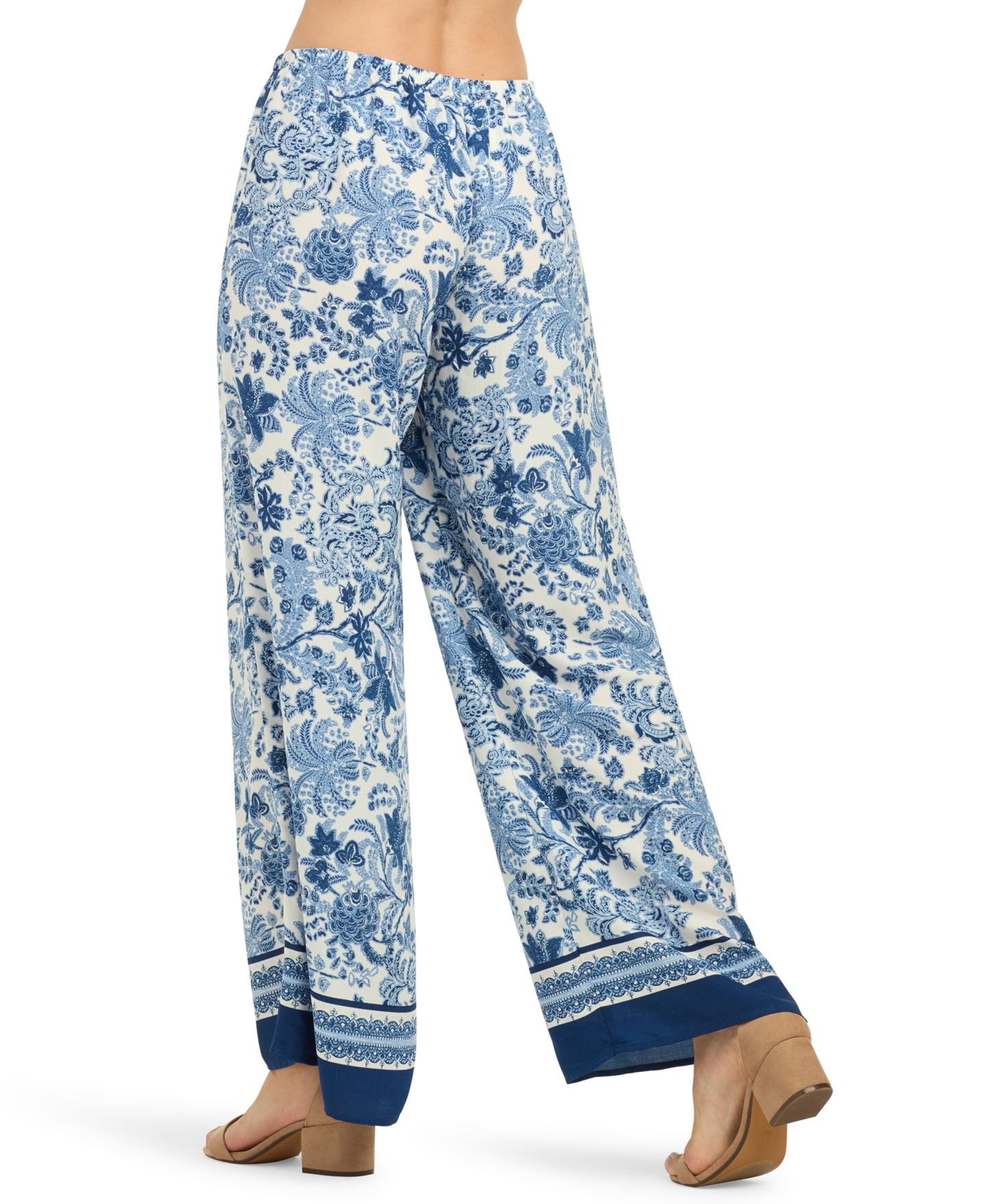 Женские брюки BCX Juniors' Floral-Print Wide-Leg Pull-On Pant, цвет: Синий пальмовый — фото 4