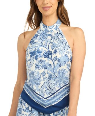 Juniors' Halter Printed Sleeveless Tank Top