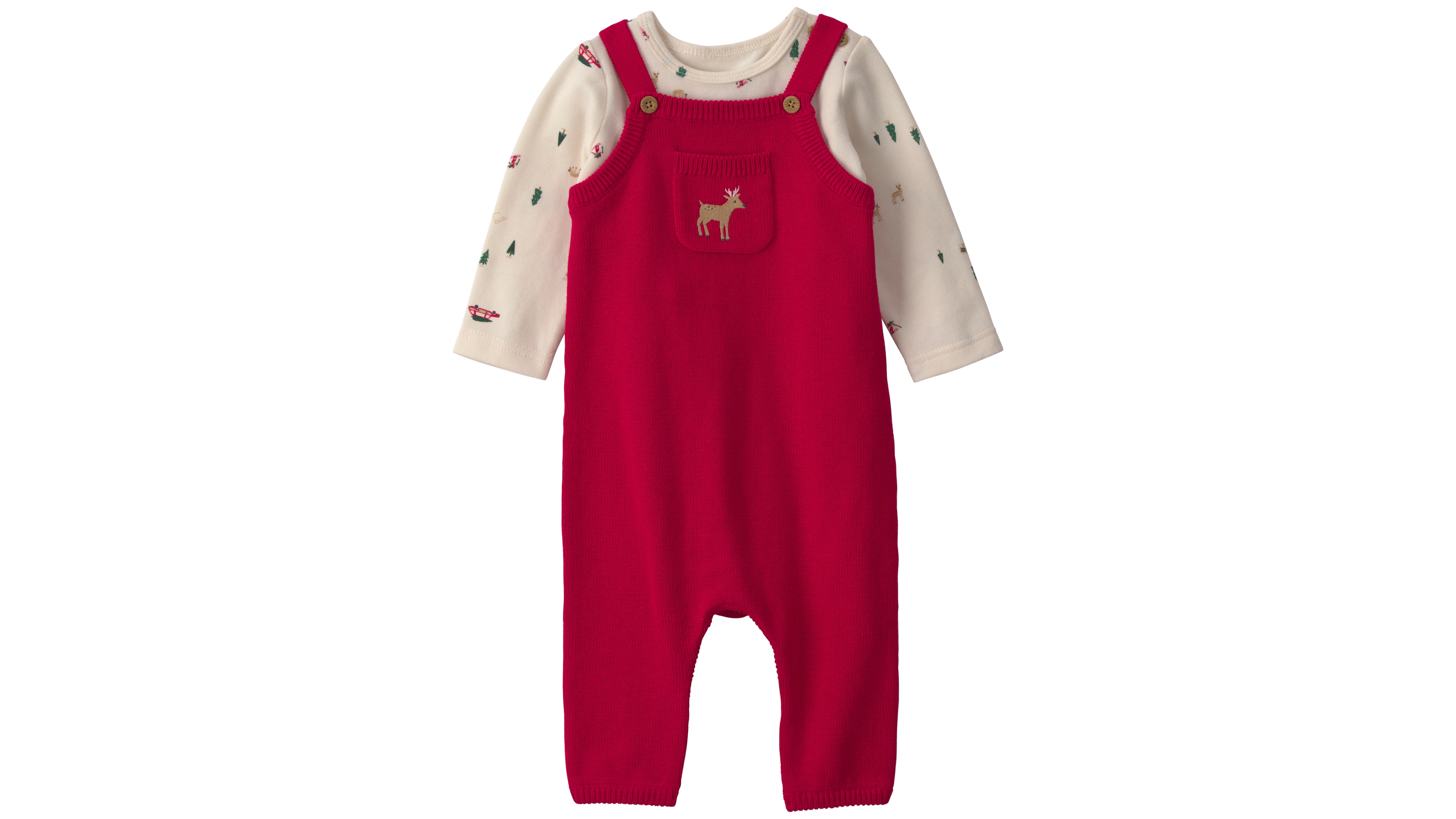 Carter's Baby Boys' Round Neck T-Shirt and Reindeer Sweater Overall, 2-Piece Set