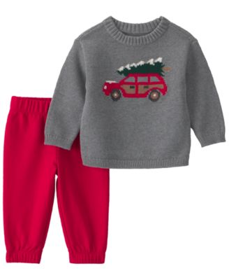 Baby Boys' Christmas Tree Car Sweater and Pants, 2-Piece Set 