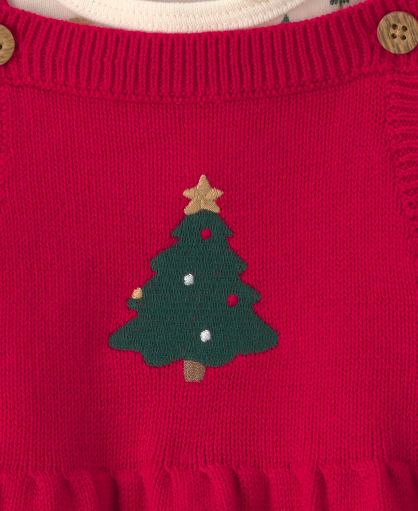 Комплект Carter's Christmas Tree Crewneck T-Shirt, Dress and Tights, 3-Piece Set для девочек-малышей, цвет: Красный / Кремовый — фото 4