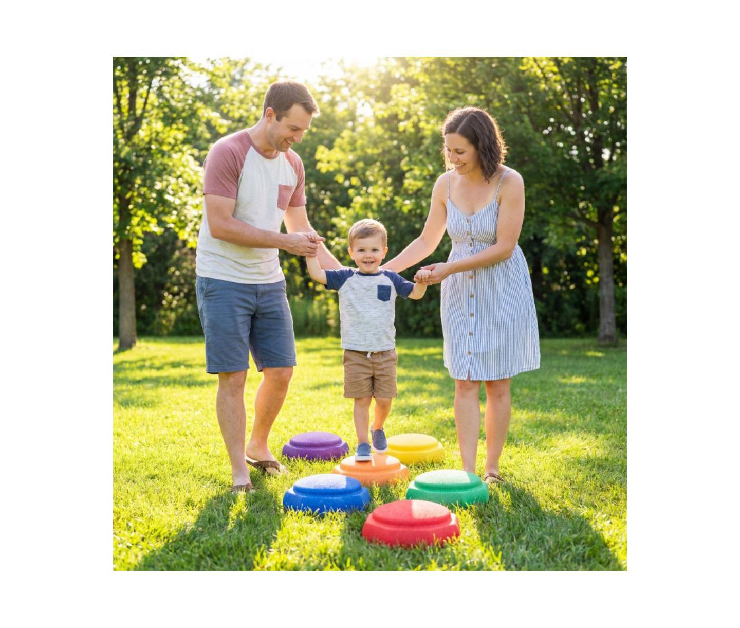 Детские игрушки Slickblue 6-Piece Kids Balance Stepping Stones for Sensory Play, Ages 3+, цвет: Разноцветный — фото 6
