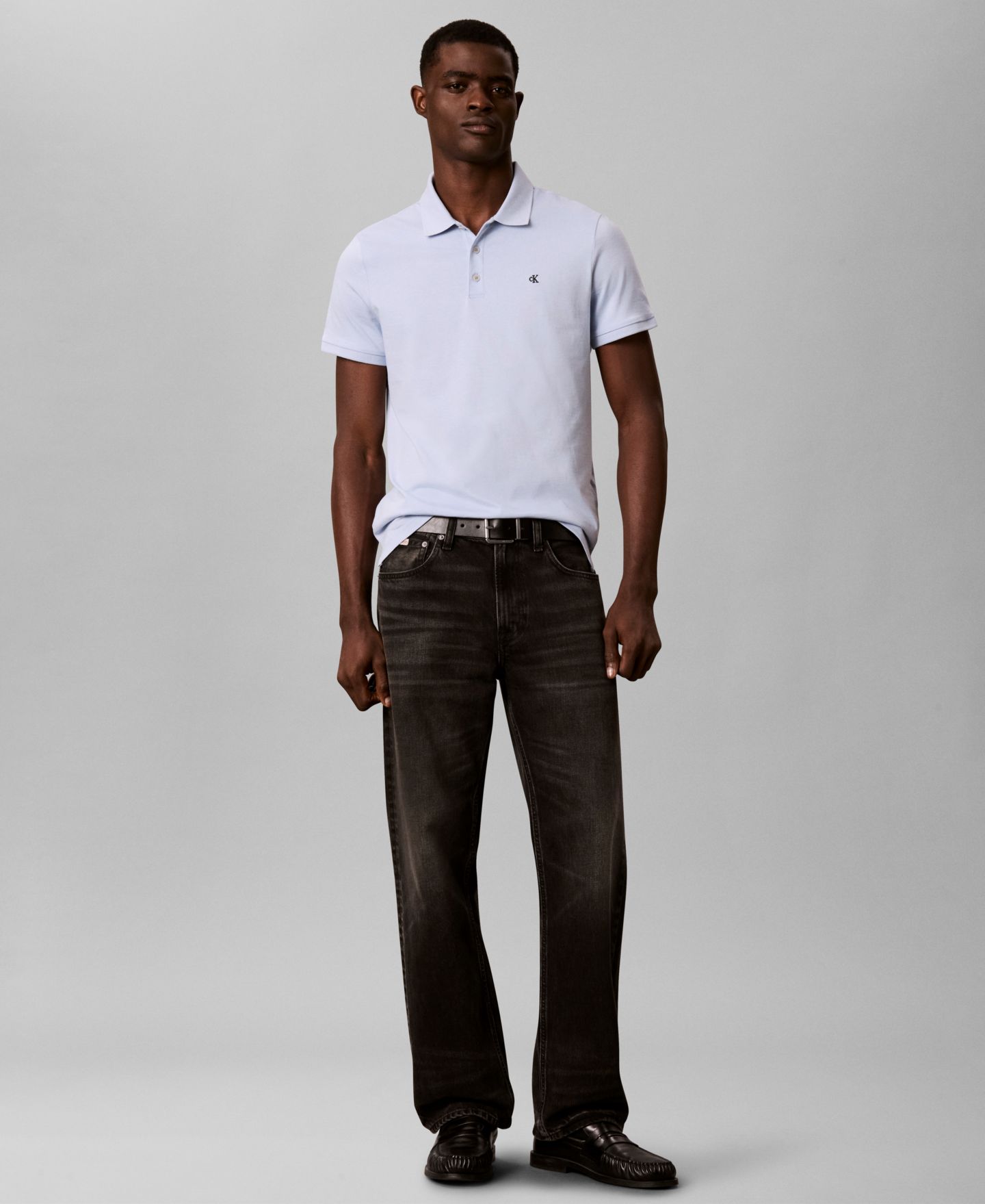 Мужское поло Calvin Klein Solid Polo Shirt, цвет: Синий, вариант 1 — фото 2