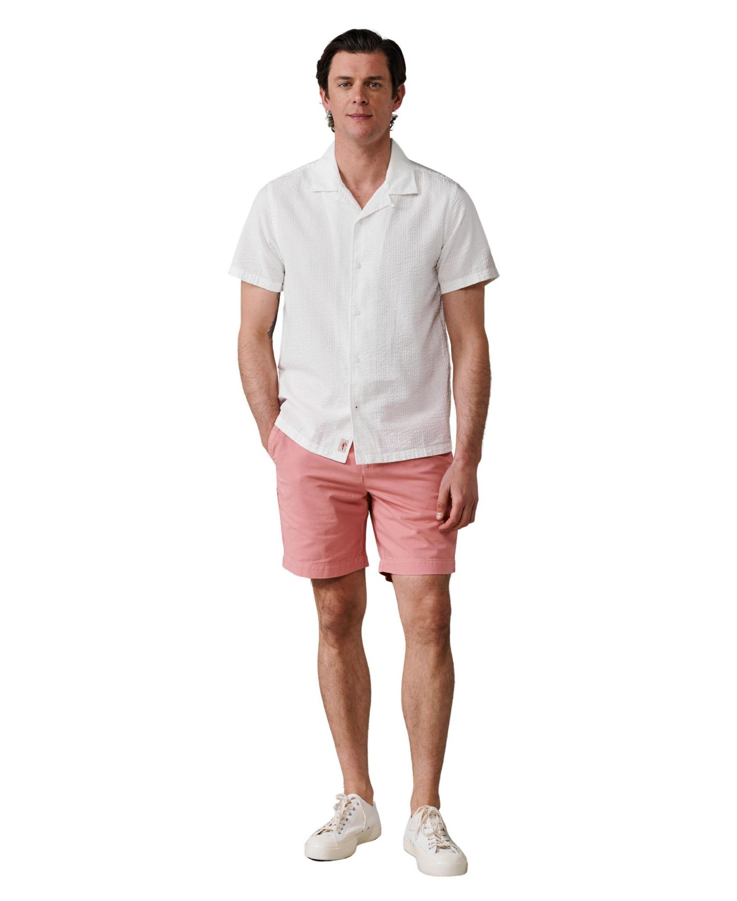 Мужские шорты Aubin Stamford Regular-Fit Chino Shorts, 8" Inseam, цвет: Бледный коралловый — фото 2