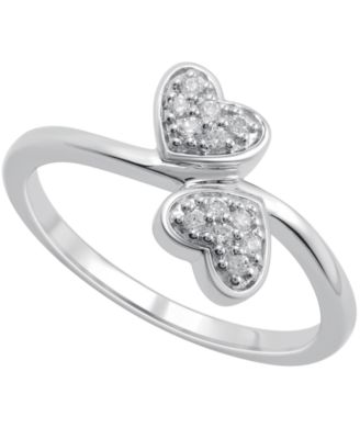 Diamond Double Heart Ring (1/10 ct. t.w) in Sterling Silver