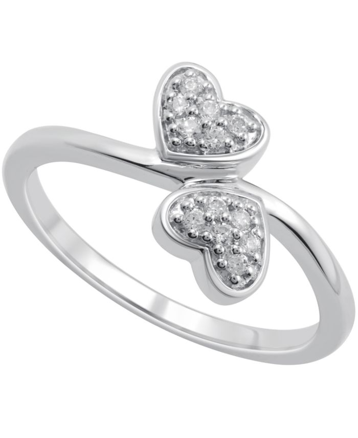 Diamond Double Heart Ring (1/10 ct. t.w) in Sterling Silver