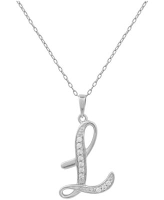 Diamond L Initial 18" Pendant Necklace (1/10 ct. t.w.) in Sterling Silver