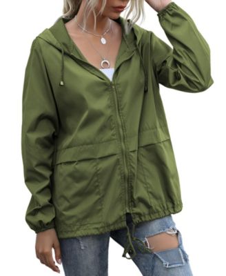 Women's Lightweight Waterproof Packable Rain Jacket Windproof Hooded With Pockets For Travel Outdoor