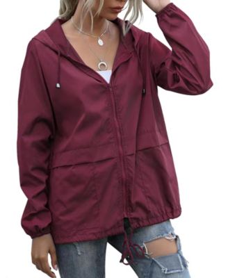 Women's Waterproof Windproof Packable Rain Jacket
