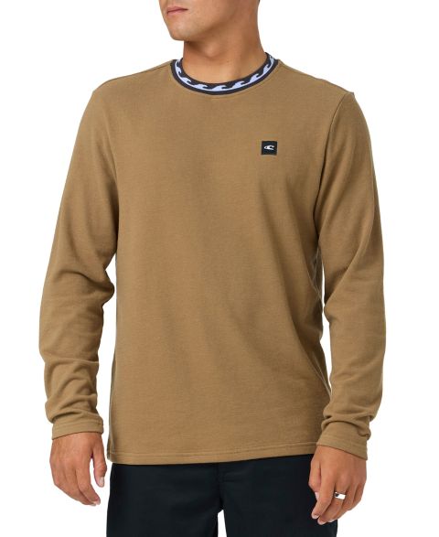 Мужская футболка O'Neill Wave Cult Bennett Long-Sleeve Crewneck Jacquard Wave-Pattern, цвет: Тёмный хаки