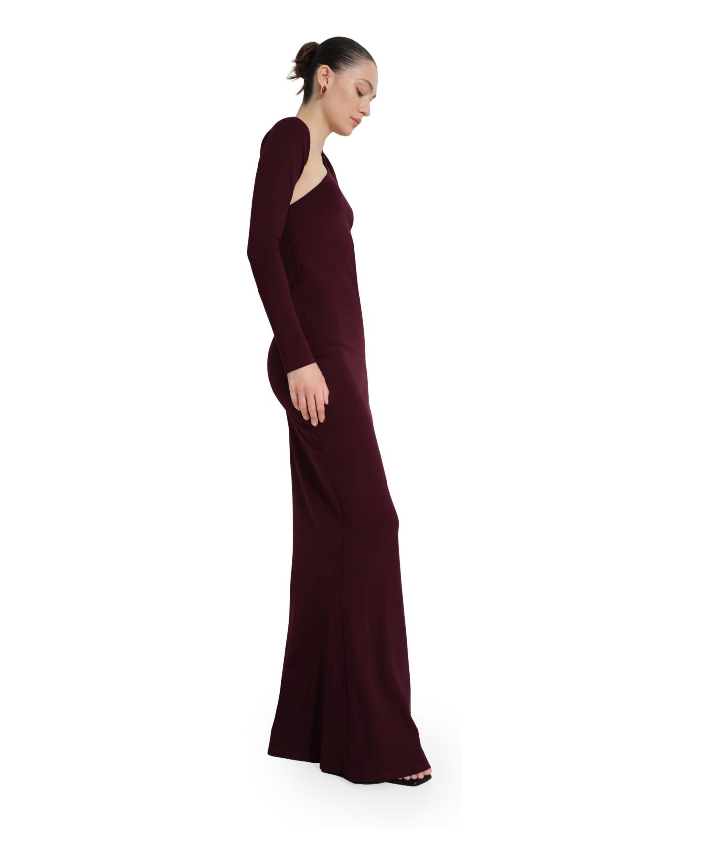 Женские платья Marcella Manhattan One-Shoulder Long-Sleeve Mermaid Evening Gown, цвет: Бордовый — фото 2