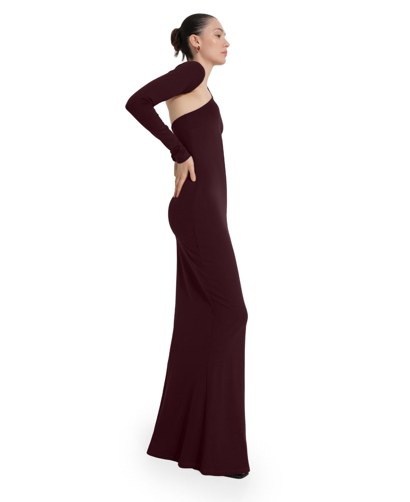 Женские платья Marcella Manhattan One-Shoulder Long-Sleeve Mermaid Evening Gown, цвет: Бордовый — фото 8