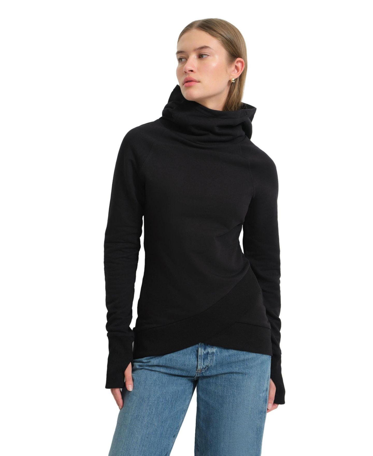 Женский свитшот Marcella Geneva Hooded Thumbhole, цвет: Чёрный — фото 7