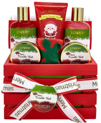 8 Piece Cherry Twinkle Bell Christmas Gift Set, Bath and Body Care Package
