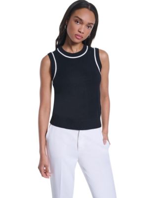 Women's Contrast-Trim Sleeveless Sweater
