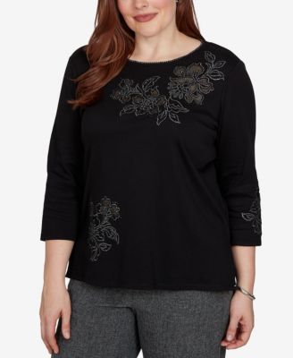 Petite Crewneck 3/4-Sleeve Knit Top