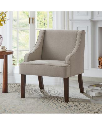  Mid Century Modern Upholstered Accent Chair with Wood Legs