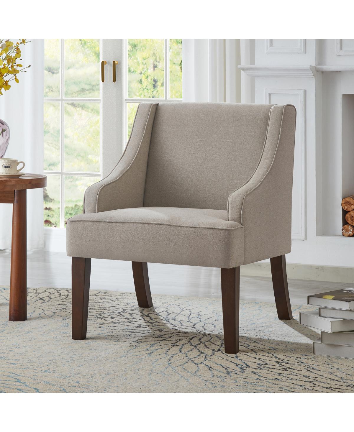 Streamdale Furniture Mid Century Modern Upholstered Accent Chair with Wood Legs - Linen