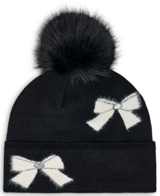 Fuzzy Bows Beanie Hat