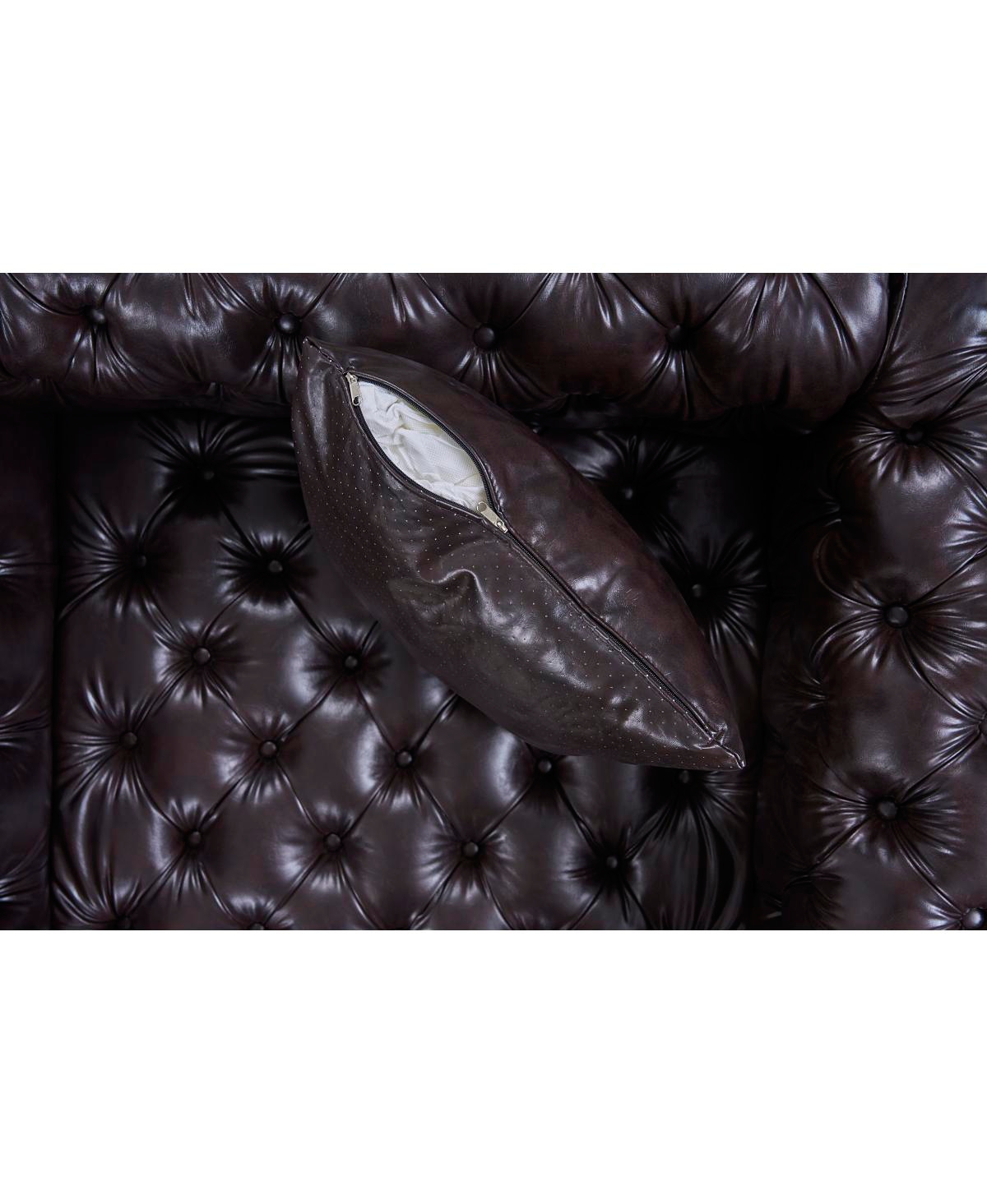 Streamdale Furniture L-Shaped Tufted Faux Leather Sectional Sofa with 3 Pillows